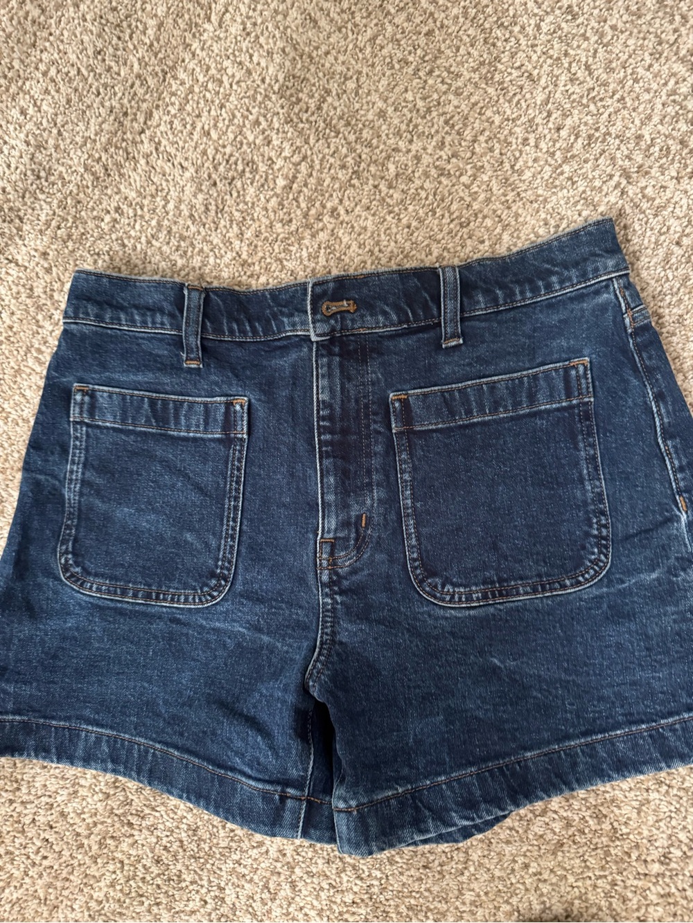 Madewell Dark Blue Denim Patch-Pocket Shorts - Picture 3 of 4